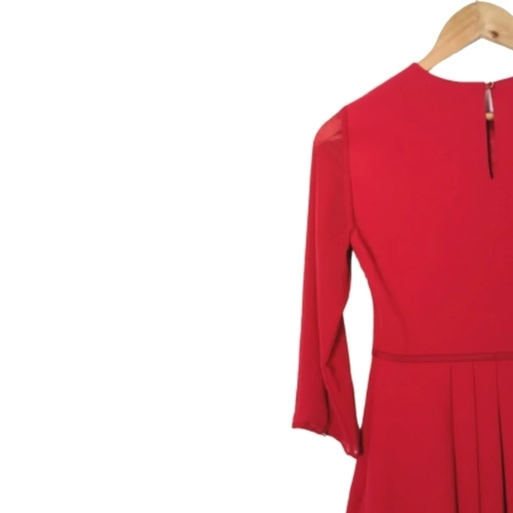 𝅺TED BAKER Red Finna Bow Detail Mini Dress Women's Size  Ted 0/ US 2 - Picture 12 of 15